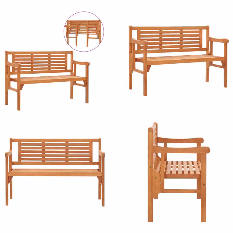 vidaXL Panchina da giardino pieghevole 120 cm in legno massello di eucalipto - Panchina pieghevole - Panchine pieghevoli - Panchina pieghevole - Panchine pieghevoli
