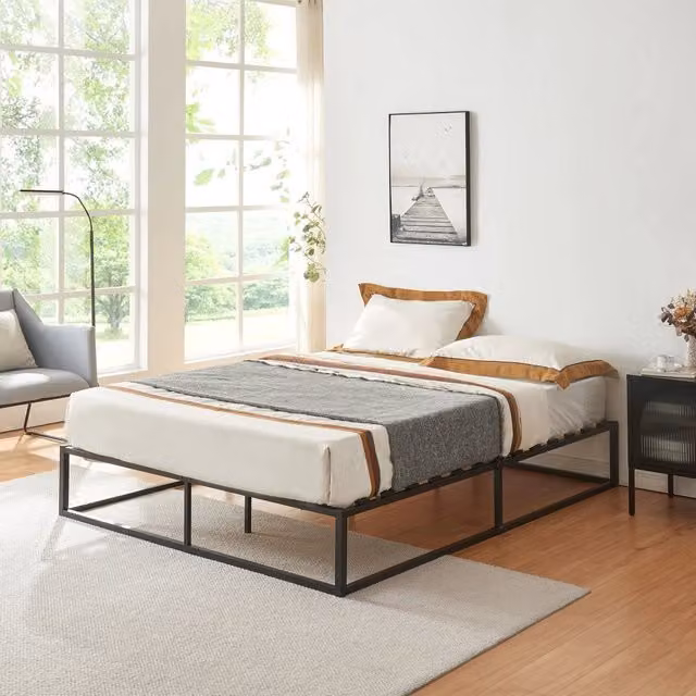 Letto Francese Kreta en.casa in Acciaio Nero L/P/H: 140 x 200 cm