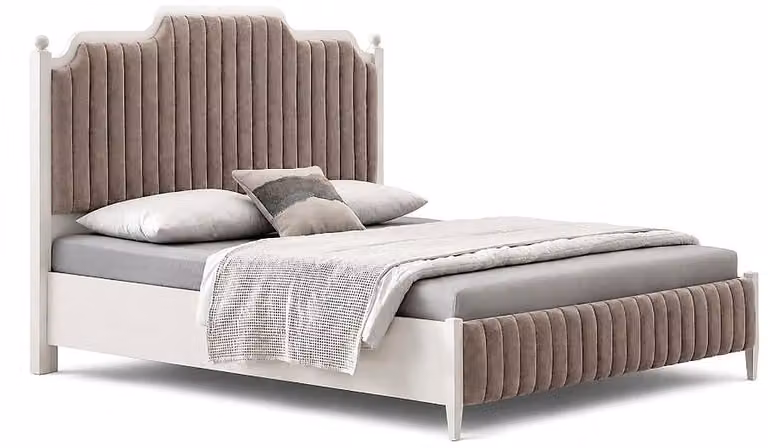 Letto elegante per la camera da letto, con testiera alta e imbottitura di pregio