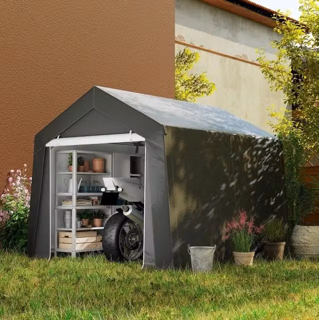 Tenda garage ULEVR 3x3 m impermeabile con porta avvolgibile, finestra di ventilazione e struttura in acciaio grigio scuro