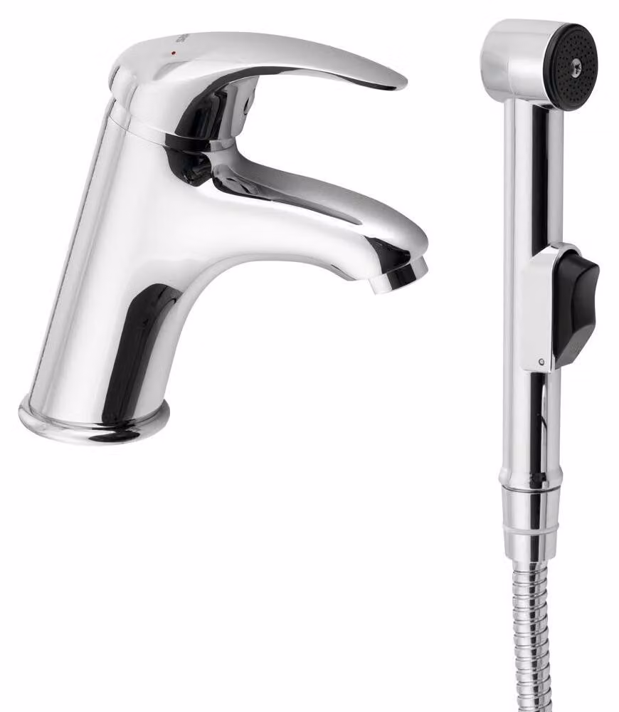 Rubinetto per lavabo con doccetta per WC, cromo