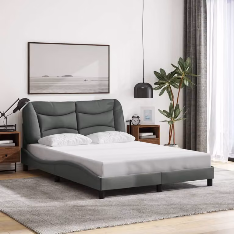 vidaXL Giroletto Hvar con LED e porta USB, Grigio Scuro, L: 120 cm, P: 200 cm