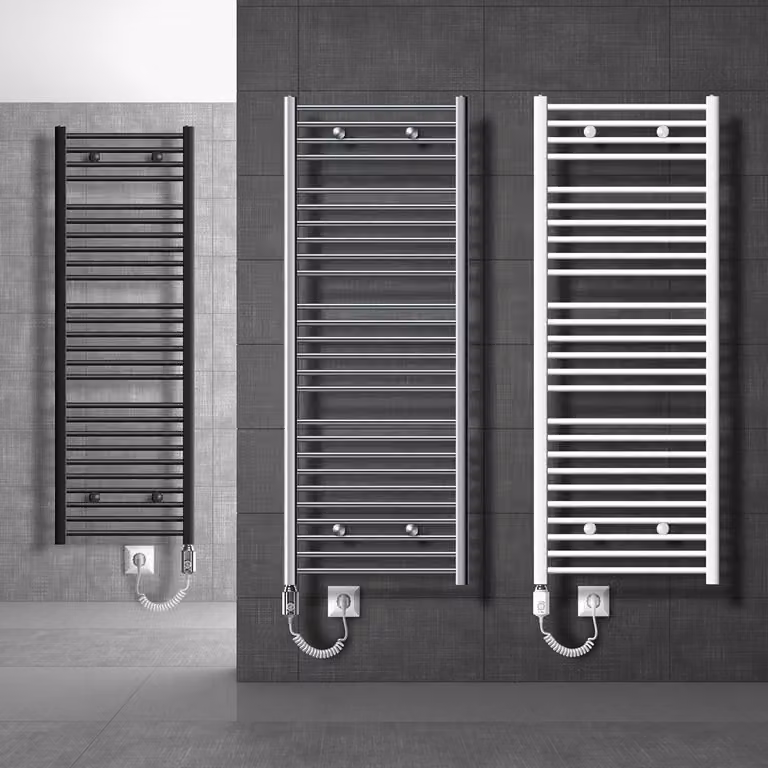 Radiatore elettrico per bagno - 900 W - 500 x 1500 mm - Bianco, ad arco