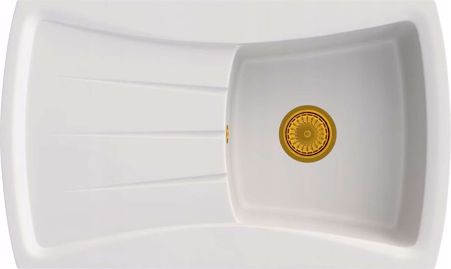 Granitan - Lavello in granito - Lavandino 81,3x48,2 cm - Lavello bianco - con sifone oro - NEW LINE