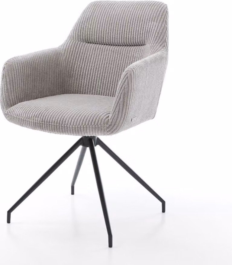 DELIFE Sedia da pranzo Pejo-Flex in velluto grigio argento, base a croce con gambe coniche nere, imbottitura a molle insacchettate