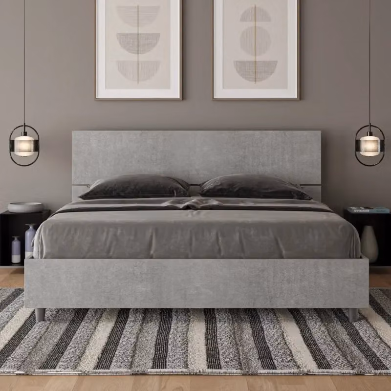 Letto Matrimoniale Ityhome Grigio con Struttura Imbottita L: 160 cm, P: 200 cm, H: 102 cm – 2