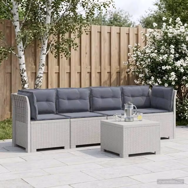 Divano da Giardino a 4 Posti con Cuscini in Stile Rattan PP 3443881