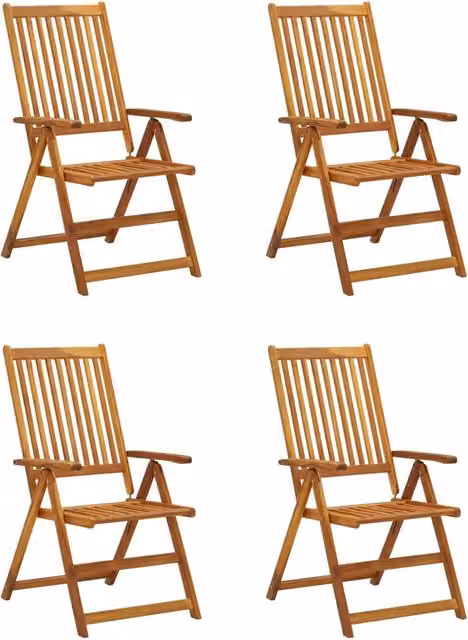 Sedie da Giardino Reclinabili 4 pz | Sedie da Esterno con Cuscini Massello Acacia