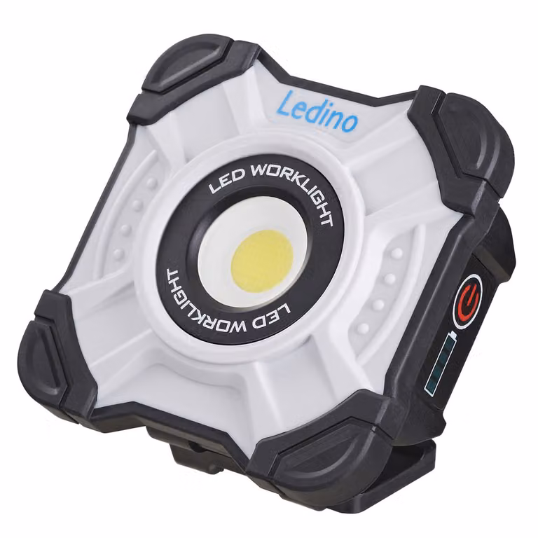 Ledino lampada portatile ricaricabile Schönau luce da lavoro mobile 10W, 1000lm, batteria ricaricabile agli ioni di litio luce diurna bianca
