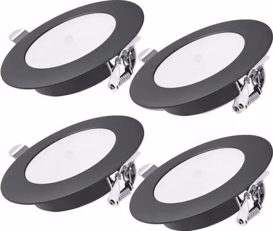 4 faretti LED da incasso 12 V – Faretti da incasso per camper e barche – Illuminazione interna per camion, rimorchi e camper – Nero, 5000 K