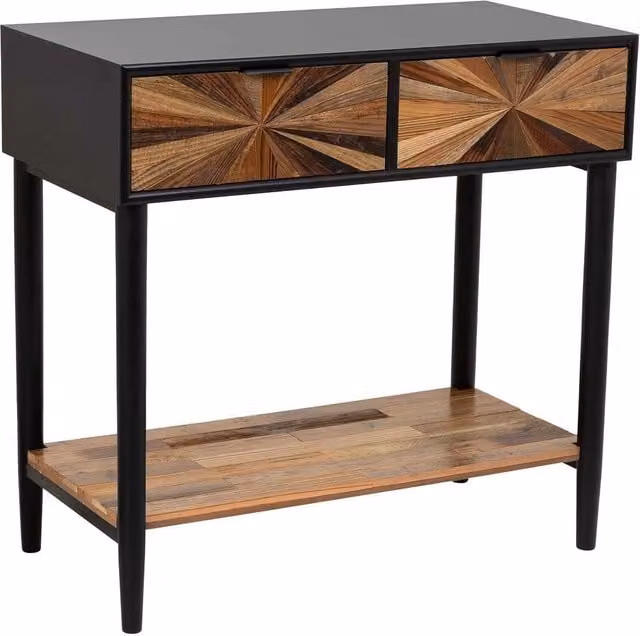 Mobile da ingresso in legno e metallo con 1 cassetto e 1 ripiano marrone 80X42X79