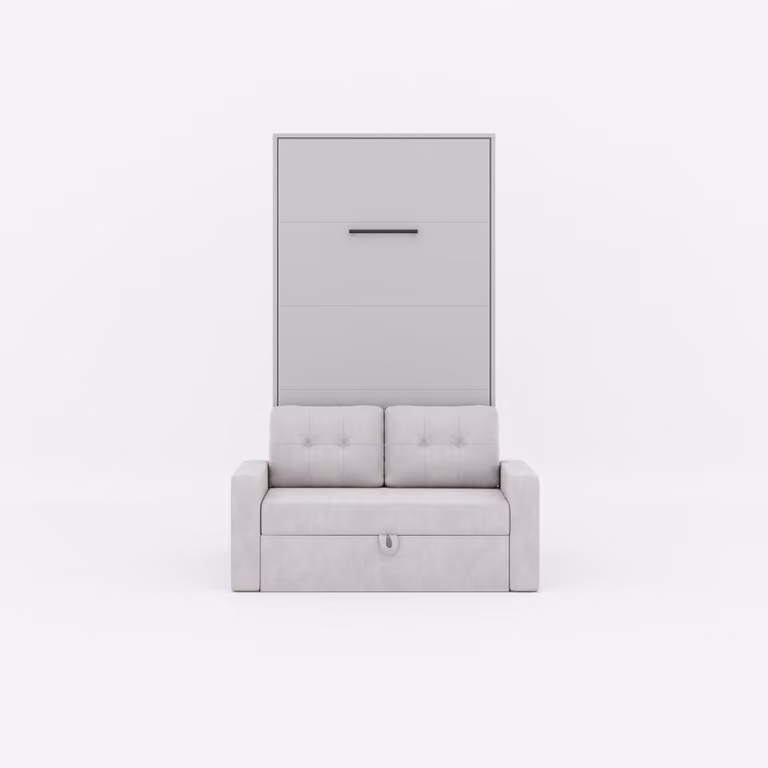 Letto a scomparsa M3 (profondità 55 cm) verticale 100x200 incl. divano grigio sabbia Grigio perla