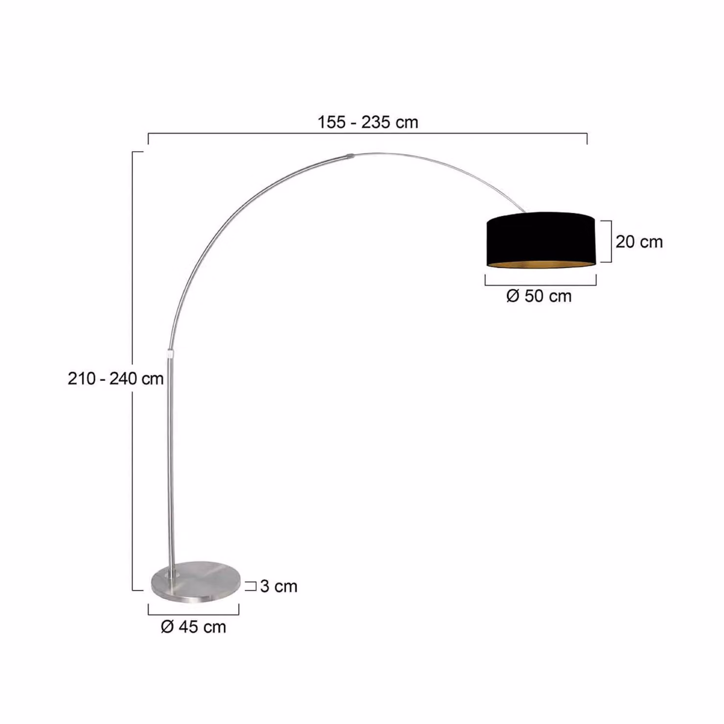 Steinhauer Lampada ad arco Sparkled Light, dimmerabile, Alluminio / Grigio / Zincato, Soggiorno / Sala da pranzo, Metallo, Moderno, Lampada da terra