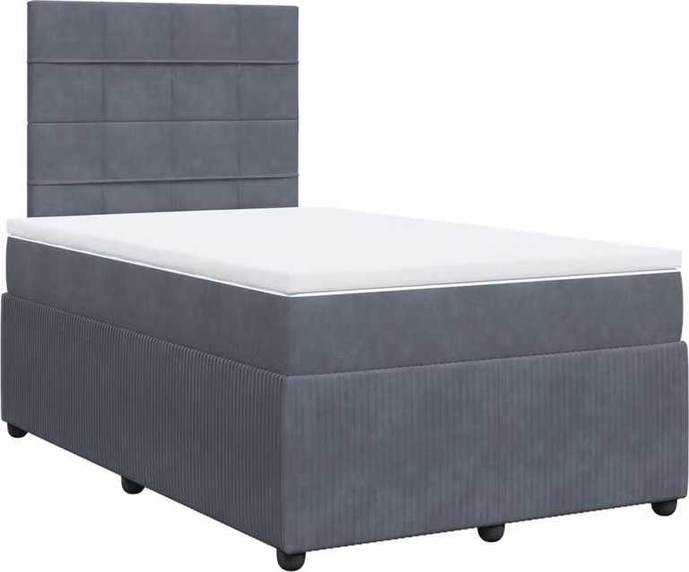 Giroletto a Molle con Materasso Grigio Scuro 120x200 cm Velluto