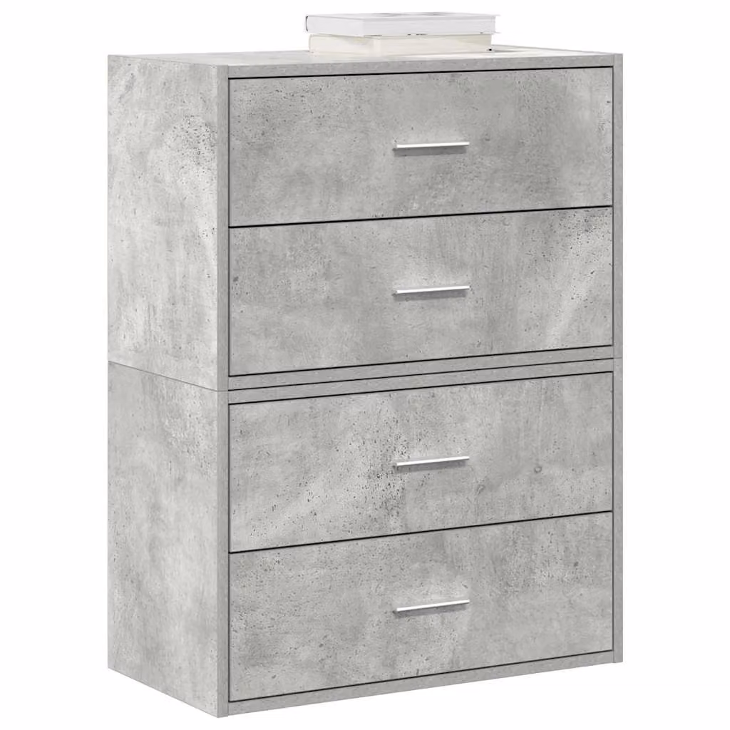 Set di 2 armadi vidaXL con 4 cassetti in MDF, colore grigio cemento, L 60 cm x P 31 cm x H 40 cm