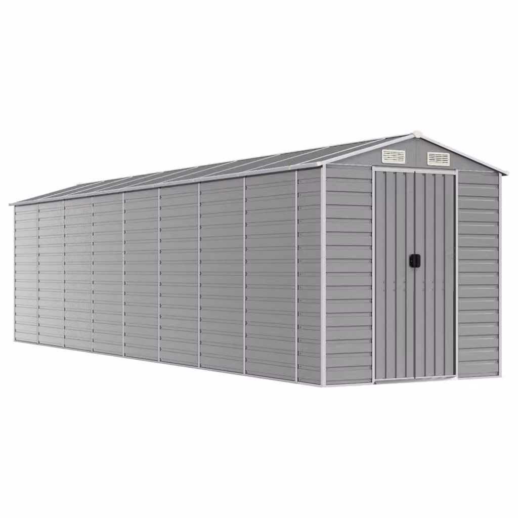 Casetta da giardino grigio chiaro 191x725x198 cm in acciaio zincato