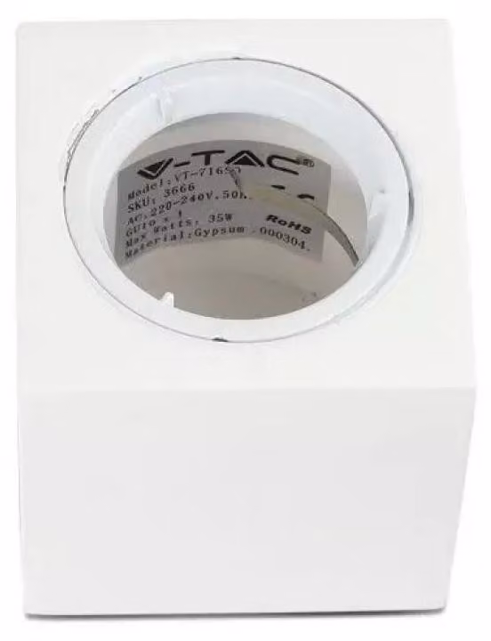 V-TAC VT-716SQ Portafaretto led in gesso da soffitto montaggio plafone Quadrato per lampade GU10 / GU5.3 bianco – SKU 3666
