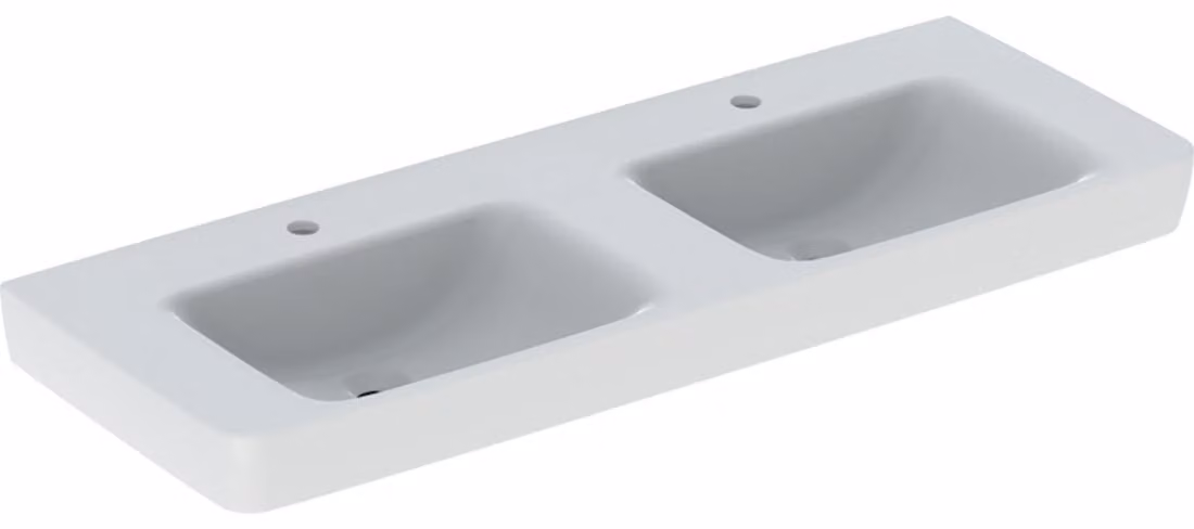 Geberit Renova Plan, lavabo double, 130x48 cm, 1 trou pour robinet, sans trop-plein, 501711, 501.711.00.1, 501.711.00.1