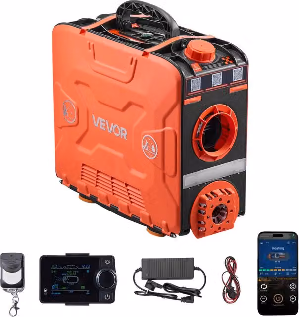 Riscaldatore d'Aria Diesel Portatile All-in-One facile da usare 5-8KW DC 12 V con App Bluetooth, Telecomando, LCD, Serbatoio 4,5 L