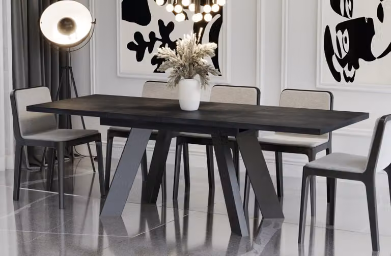 Tavolo da pranzo Endo-Moebel Como 130cm - 210cm tavolo da cucina allungabile sincronizzato (cemento scuro)