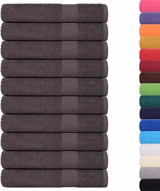 Set di 10 teli da bagno FROGN in cotone spugna color antracite, L 100 cm x P 200 cm, 360 g/m2