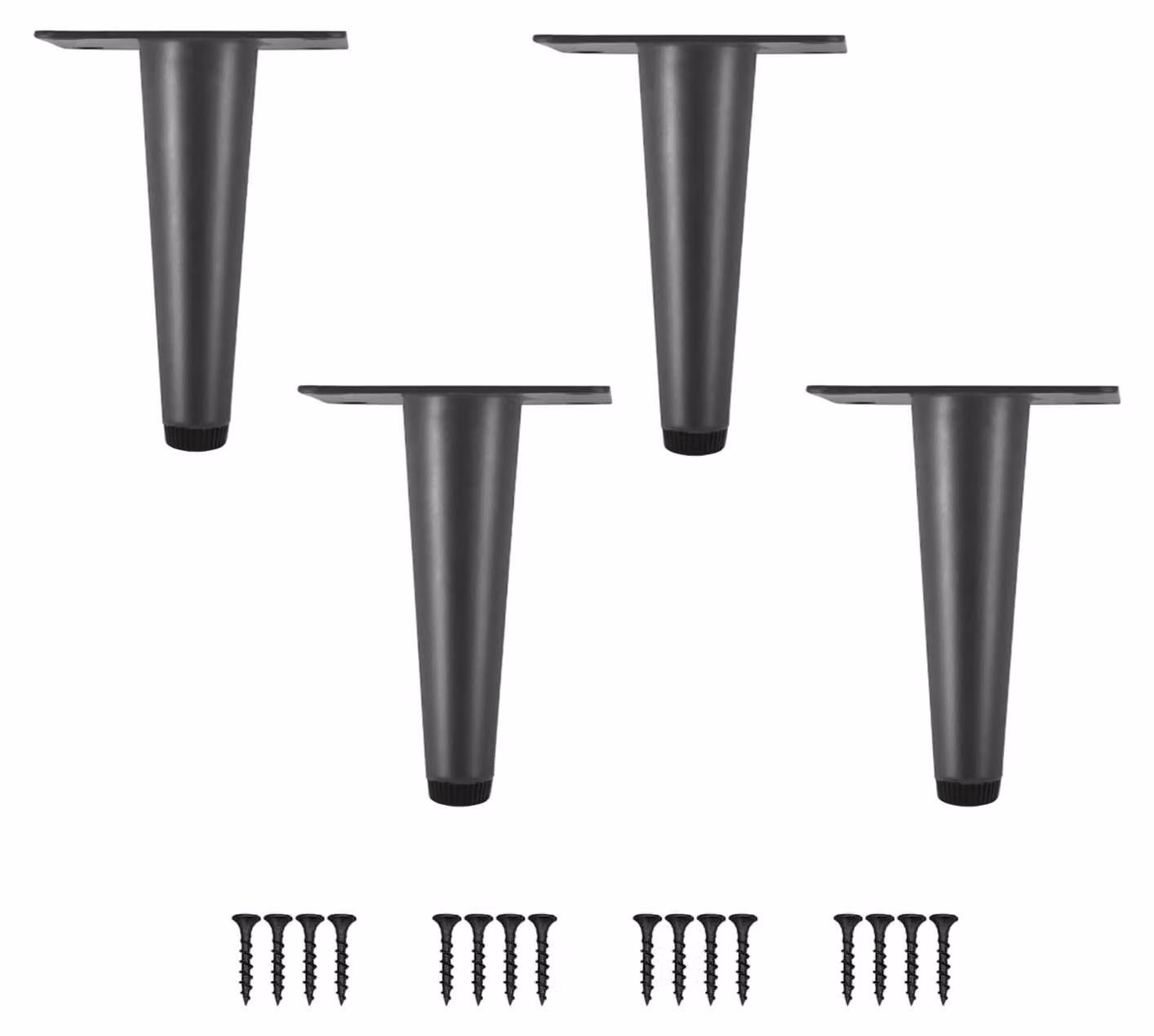 Omgoods - Set di 4 piedini metallici per mobili con base in gomma antiscivolo