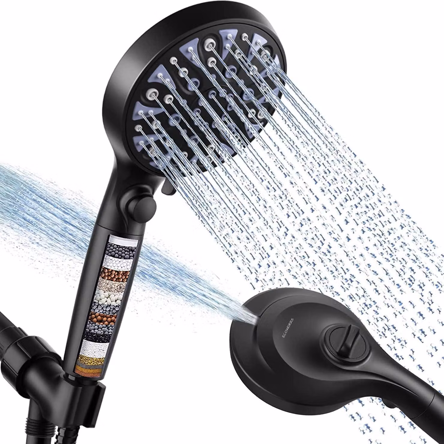 Doccia a risparmio idrico, alta pressione, 15 strati filtranti, 8 tipi di getto, ideale per la doccia