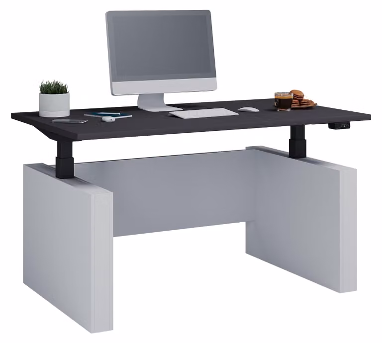 Scrivania regolabile in altezza, regolabile in continuo da 71 a 120 cm, regolazione elettrica dell'altezza, dimensioni scrivania per computer 140x80, scrivania per ufficio Salia