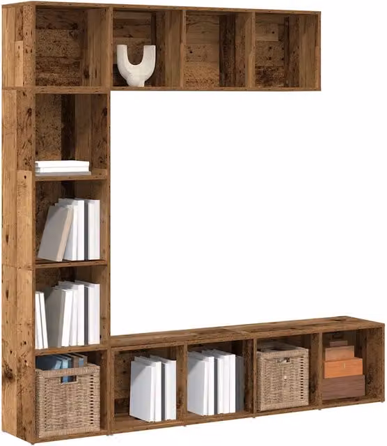 Set di 3 librerie a parete vidaXL in legno e MDF color marrone stile classico