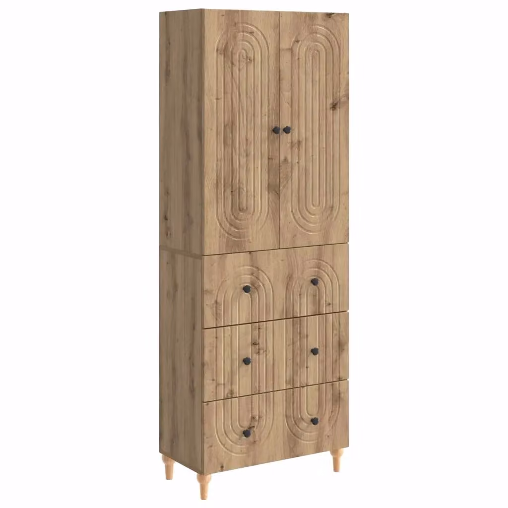 Set di 2 armadi moderni vidaXL in legno marrone opaco con ante a battente e ripiani interni per soggiorno o ufficio L/P/H: 90,0 x 34,5 x 66,0 cm – 2