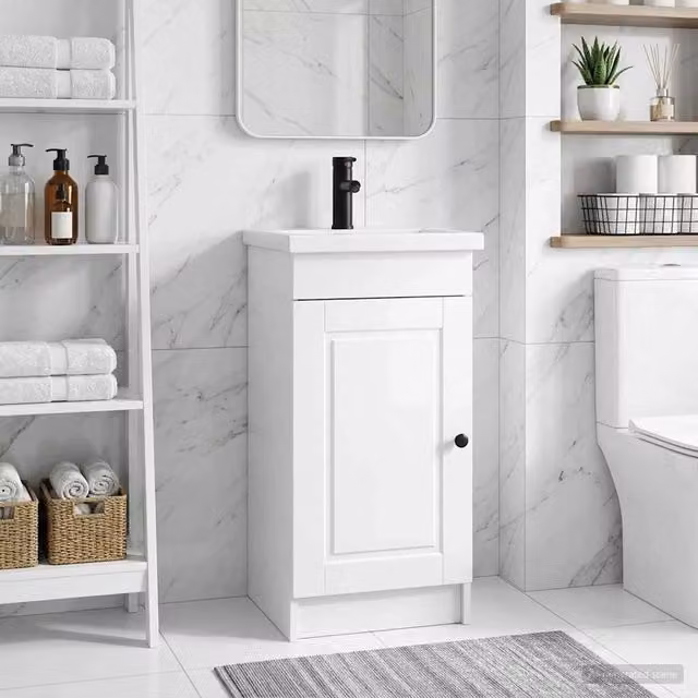 Mobile da bagno moderno vidaXL con lavabo bianco lucido L/P/H: 42 x 40 x 84,5 cm