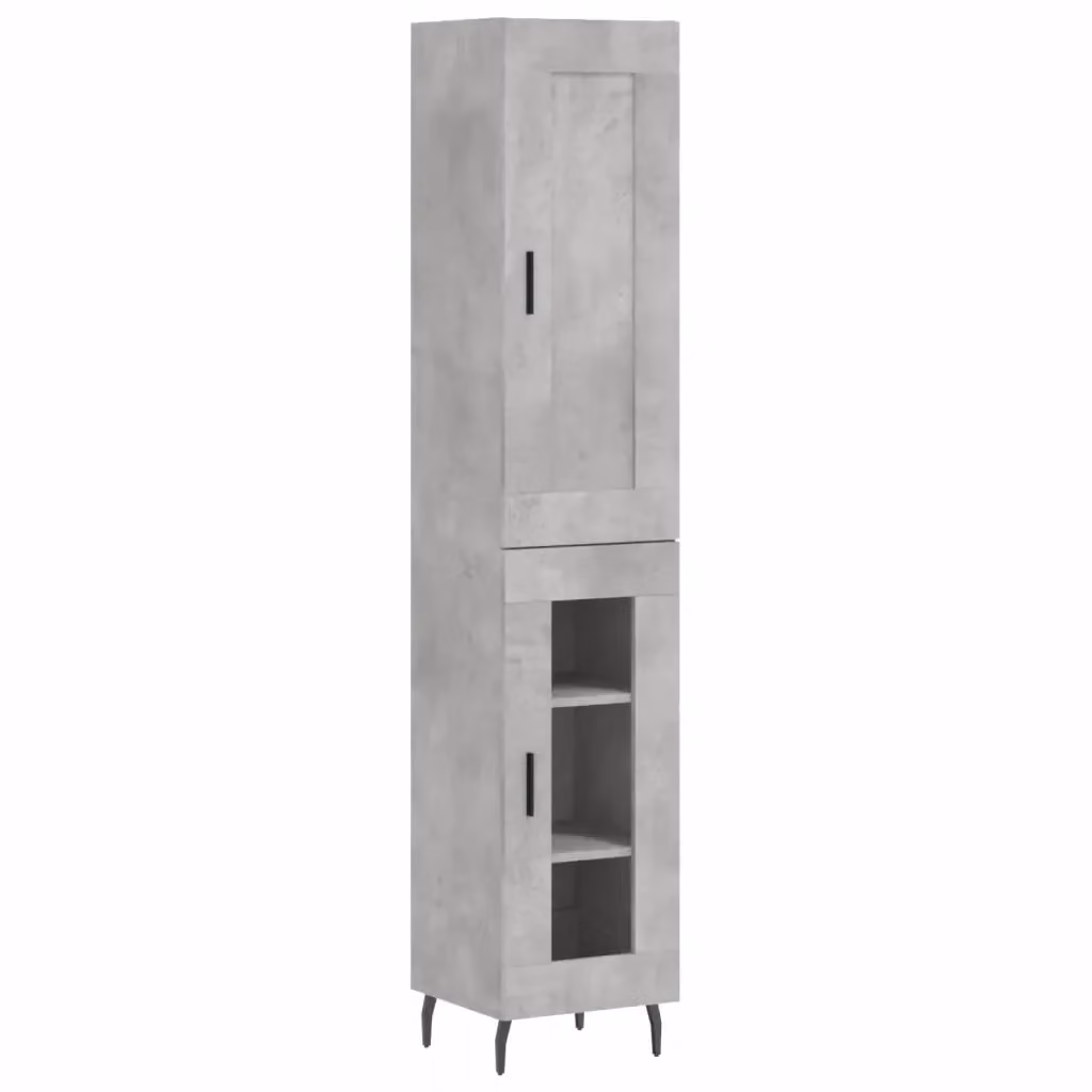 Credenza moderna vidaXL in legno e metallo grigio, sospesa a parete, L/P/H: 34,5 x 34 x 180 cm – 2