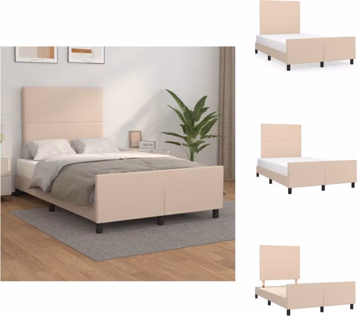 vidaXL Struttura letto con testiera cappuccino-marrone 120x200 cm in Pelle finta - Letti e strutture letto