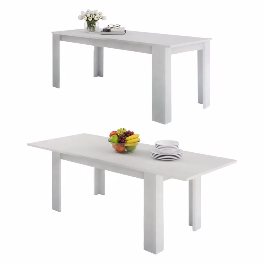 Tavolo da pranzo moderno DMORA Agenore allungabile Bianco lucido Larice L/P/H: 160/210 x 90 x 75 cm – 2