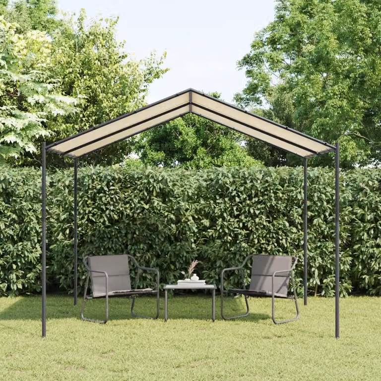 The Living Store gazebo da giardino beige 3x3 m in acciaio e tessuto