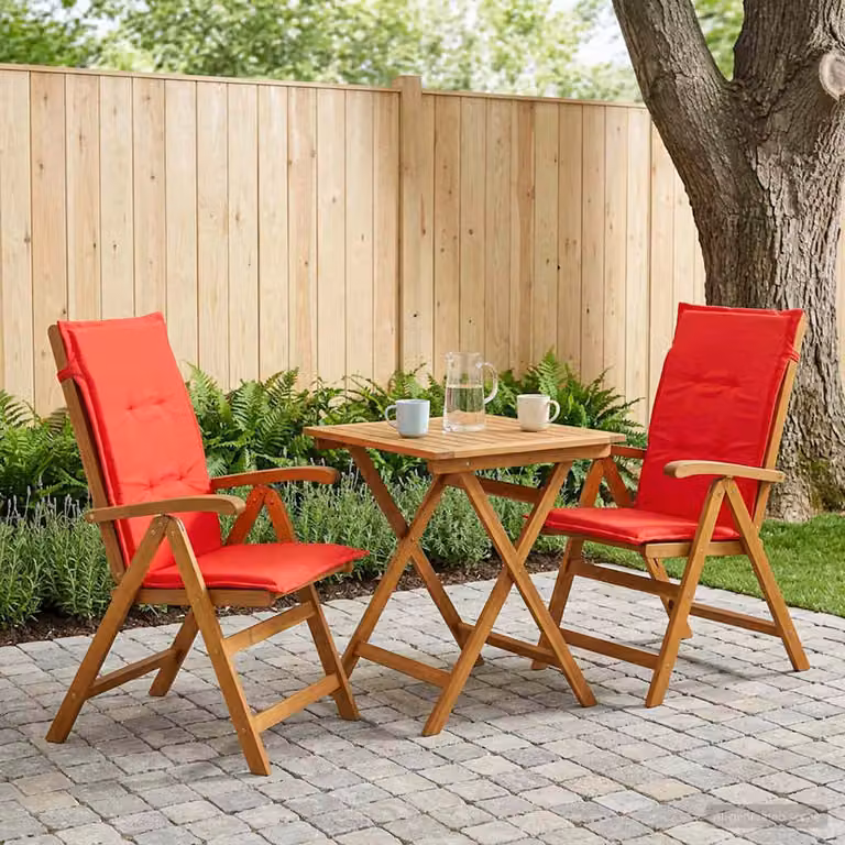 Set di 2 sedie da giardino reclinabili vidaXL in legno di acacia naturale con cuscini inclusi