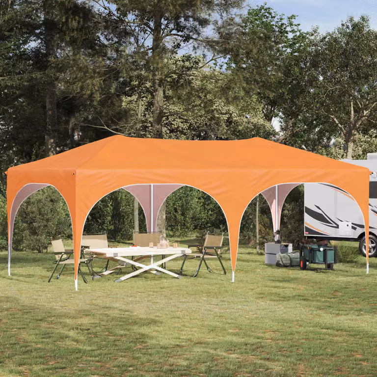 vidaXL Tenda per feste a pop-up arancione L: 575 cm, P: 288 cm, H: 245 cm
