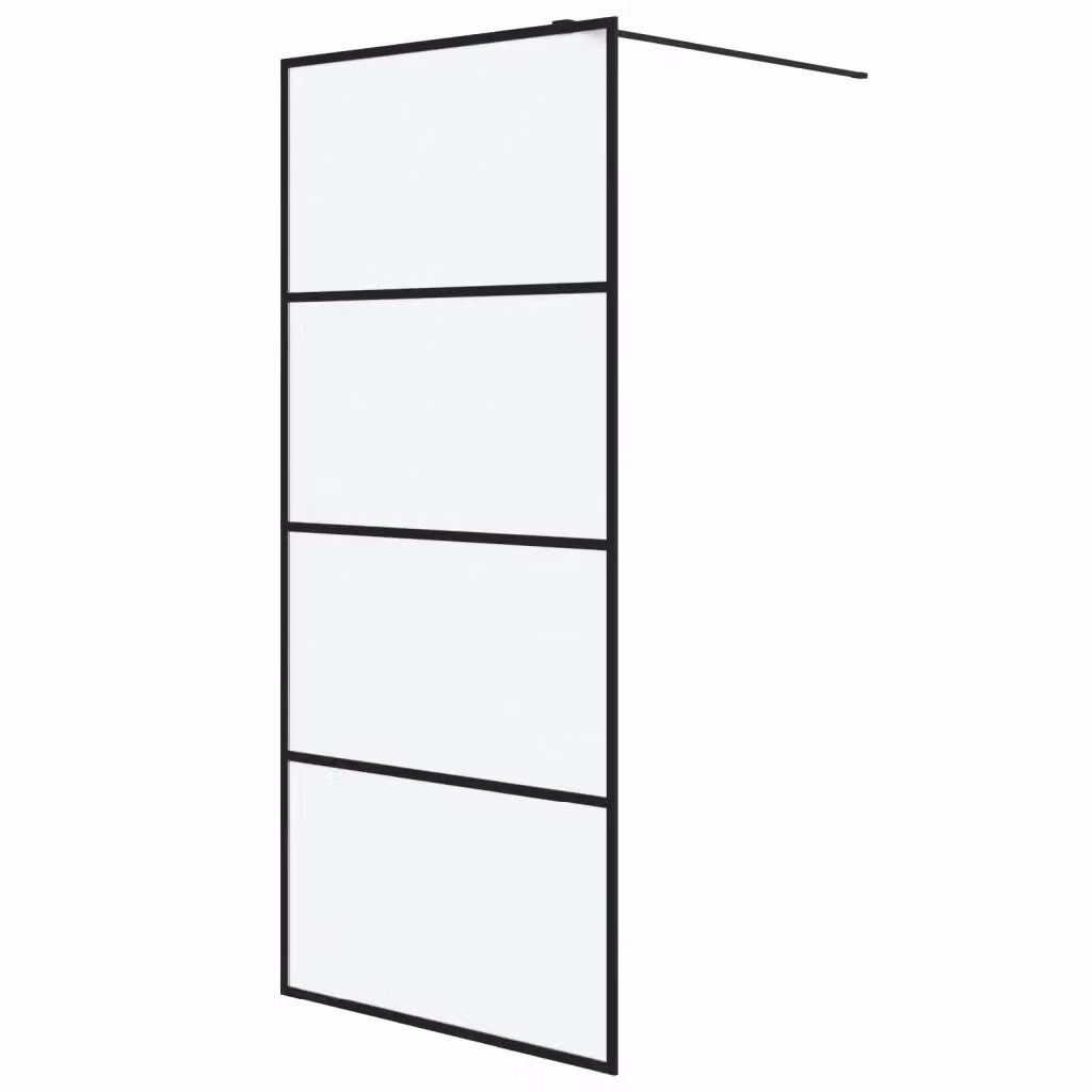 Parete Doccia Walk in vidaXL Nera con Vetro Smerigliato L: 90 cm, H: 195 cm – 2