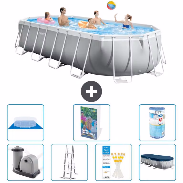 Piscina fuori terra ovale con struttura Prism - 610x305x122 cm - 6 pezzi - Modello S594