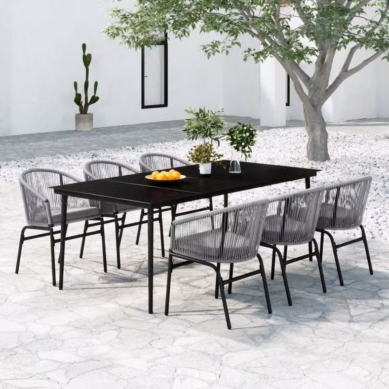 Maison Exclusive - Set da pranzo da giardino da 7 pezzi, grigio