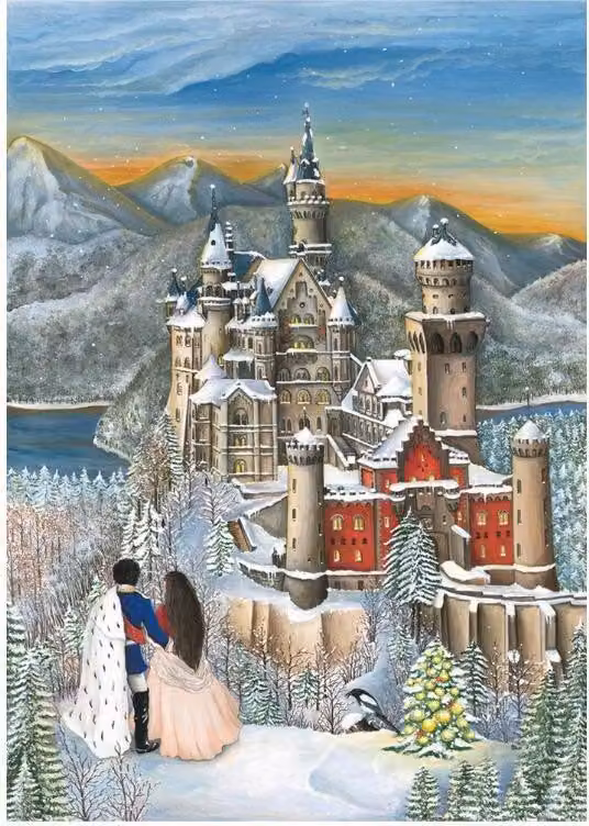 Calendario dell'Avvento Neuschwanstein – Motivo del castello da favola della Baviera