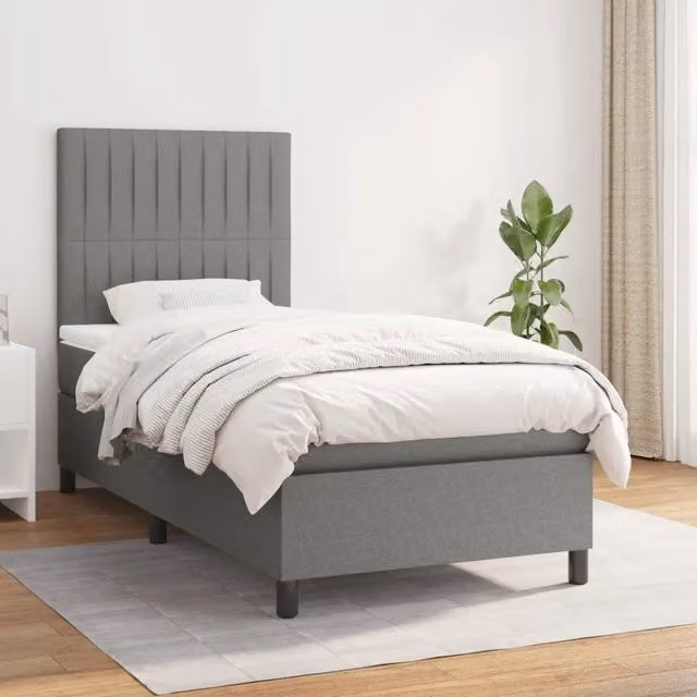 Letto Ibrido vidaXL con Giroletto a Molle e Materasso Grigio e Bianco L/P/H: 200 x 80 x 128 cm – 1