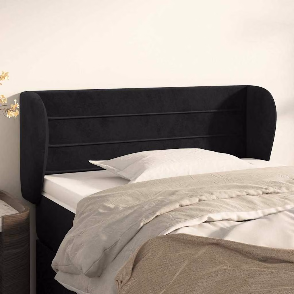 Testiera ad orecchio vidaXL in velluto nero L: 103 cm, P: 23 cm, H: 78-88 cm