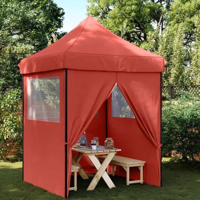 Tendone per Feste Pieghevole Pop-Up con 4 Pareti Bordò 4005003