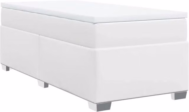 Letto singolo | Letto per adulti | Giroletto a Molle con Materasso Bianco 80x200 cm in Similpelle