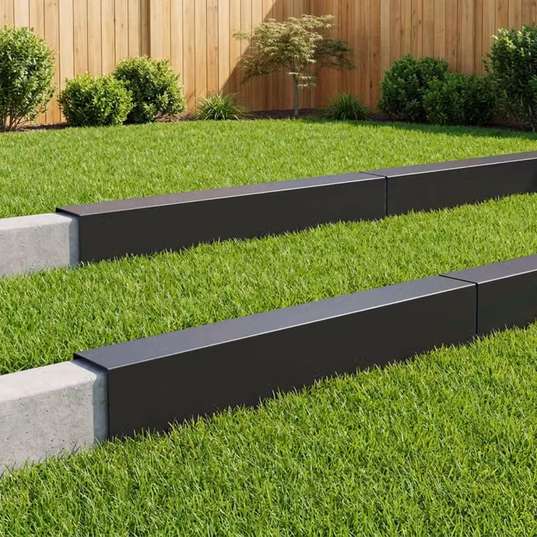 Set di 10 profili di copertura per giardino vidaXL in acciaio nero, L 100 x P 20 x H 15 cm