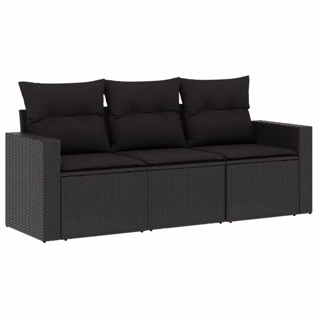 Set Divano da Giardino Moderno in Polyrattan Nero con Cuscini e Struttura in Acciaio Verniciato a Polvere – 2