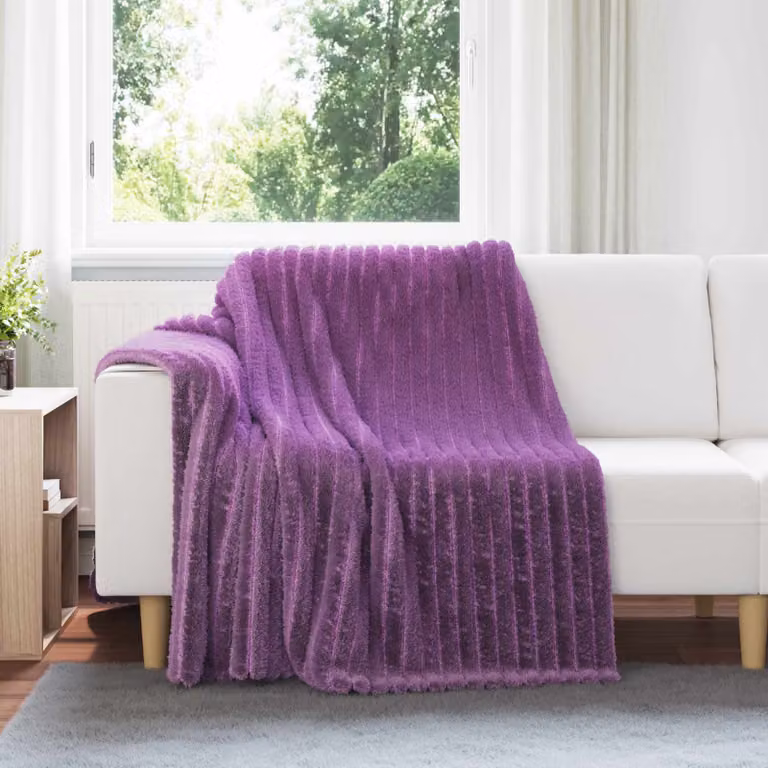 Set di 6 coperte in pile vidaXL viola, L 200 cm x P 150 cm