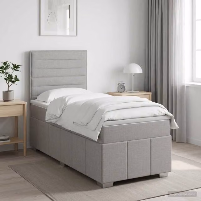 Letto box spring con materasso ibrido vidaXL Grigio Chiaro e Bianco L/P/H: 200 x 80 x 76,5 cm – 1
