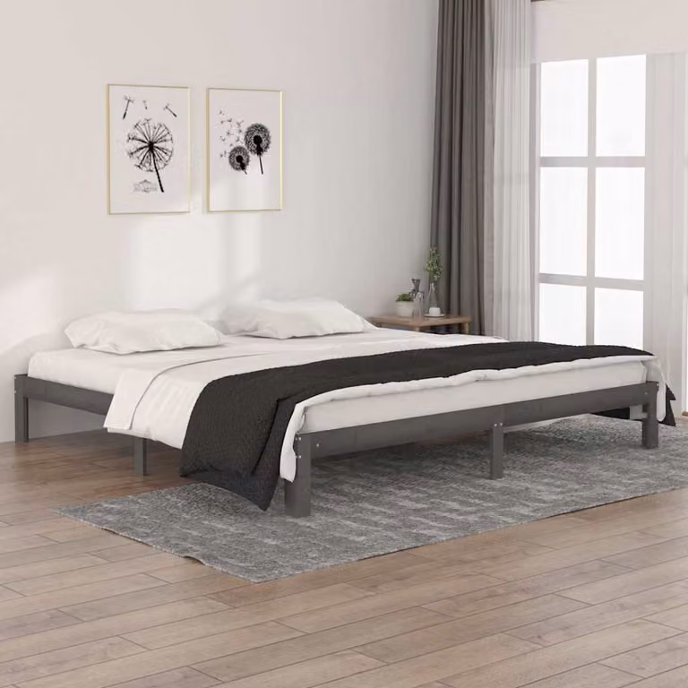 Giroletto vidaXL in legno massello di pino grigio con doghe fisse L/P: 200 x 200 cm